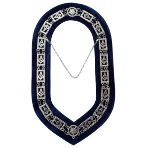 Master Mason Blue Lodge Chain Collar - Silver Plated Square & Compass G