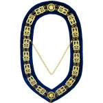 Past Master Blue Lodge Chain Collar - Blue Velvet Gold Plated Jewels