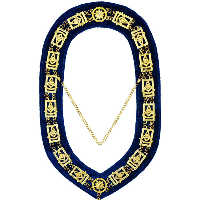 Past Master Blue Lodge Chain Collar – Blue Backing with Gold Jewels