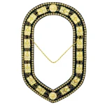 Masonic Past Master Blue Lodge Chain Collar - Gold Rhinestone Blue Velvet