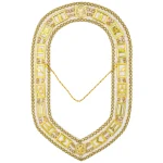 Blue Lodge Chain Collar - Gold Plated Rhinestone Links White Velvet Backing