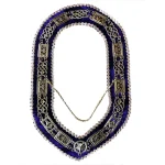 Grand Officers Blue Lodge Chain Collar - Gold Tone Royal Blue Velvet