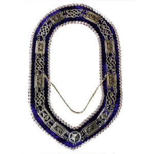 Grand Officers Blue Lodge Chain Collar - Silver with Purple Velvet