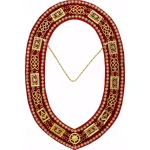 Grand Officers Blue Lodge Chain Collar - Red Velvet Gold Plated Rhinestones