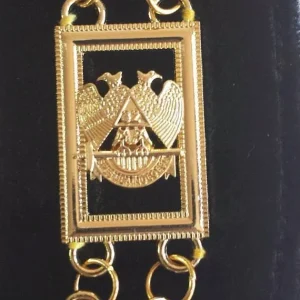 32nd Degree Scottish Rite Chain Collar - Gold Plated on Black Velvet