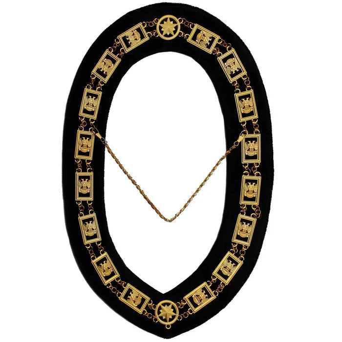 32nd Degree Scottish Rite Chain Collar – Gold Plated on Black Velvet