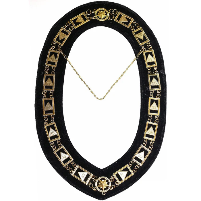 33rd Degree Scottish Rite Chain Collar – Gold Plated on Black Velvet