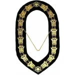 32nd Degree Scottish Rite Chain Collar - Gold Plated Black Velvet Wings Up