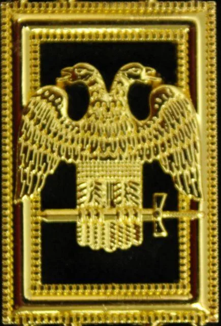 32nd Degree Scottish Rite Chain Collar - Wings Down Gold Plated on Purple Velvet