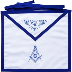 Master Mason Blue Lodge Apron - White Duck Cotton Square & Compass G