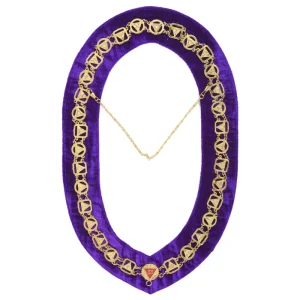 33rd Degree Scottish Rite Chain Collar - Gold Plated with Purple Velvet Backing