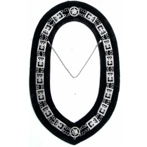 32nd Degree Scottish Rite Chain Collar - Wings Down Silver Plated on Black Velvet