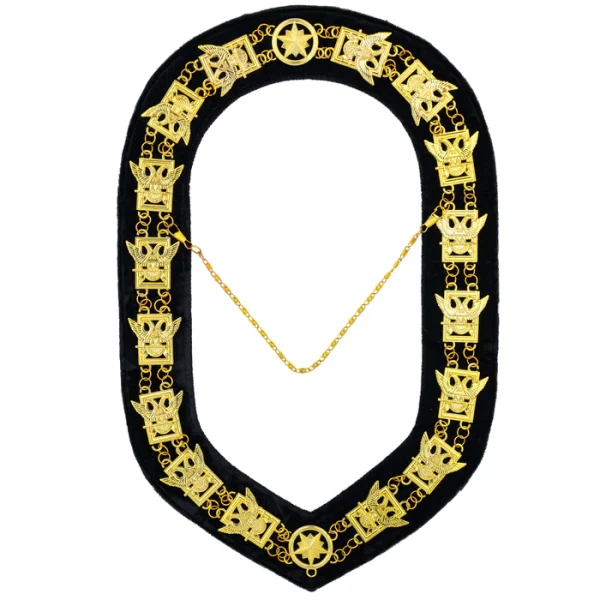 32nd Degree Scottish Rite Chain Collar - Gold on Black Velvet