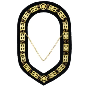 32nd Degree Scottish Rite Chain Collar - Wings Down Gold on Black Velvet