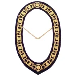 Scottish Rite 32nd Degree Chain Collar Gold Plated - Purple Velvet Wings Up