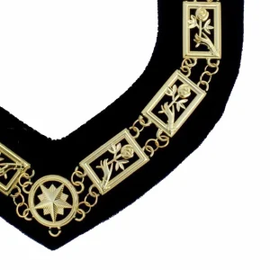 English Scottish Rite Chain Collar - Gold Plated on Blue Velvet