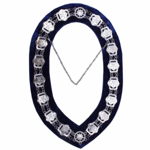 OES Chain Collar - Silver Plated on Blue Velvet