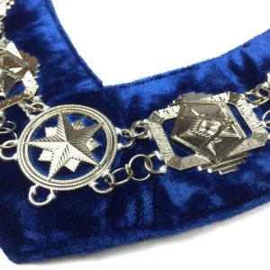 OES Chain Collar - Silver Plated on Blue Velvet