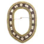 OES Chain Purple Backing Collar Gold Rhinestones Mother of Pearl Rowlux