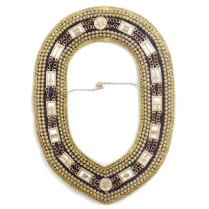 OES Chain Collar - Purple Backing with Gold Rhinestones