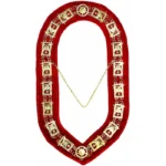 Masonic Regalia Shriners Chain Collar | Gold Plated Red Velvet