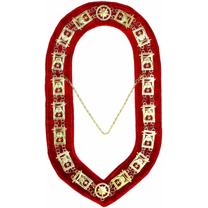 Shriners Chain Collar – Gold Plated on Red Velvet