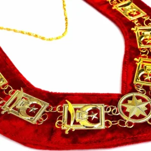 Shriners Chain Collar - Gold Plated on Red Velvet