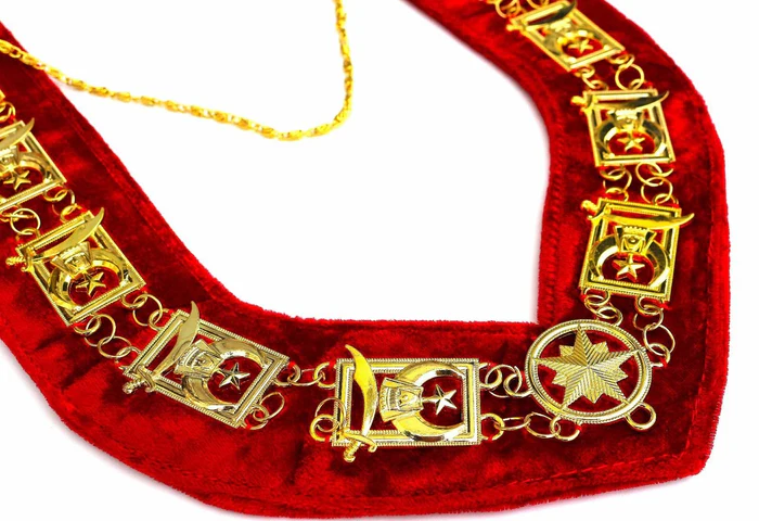 Shriners Chain Collar – Gold Plated on Red Velvet