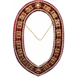 Shriners Chain Collar Gold Plated - Rhinestones Red Velvet Backing