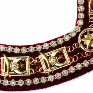 Shriners Chain Collar - Gold Plated with Rhinestones