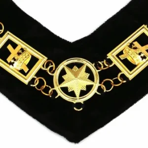 Knights Templar Commandery Chain Collar - Gold Plated on Black Velvet