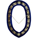 Knights Templar Commandery Chain Collar - Gold Plated Blue Velvet Backing