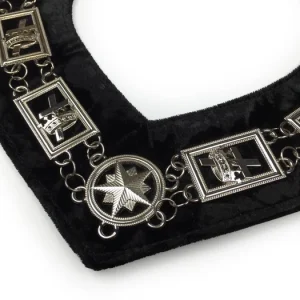 Knights Templar Commandery Chain Collar - Silver Plated on Black Velvet