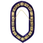 Council Chain Collar Gold Plated on Purple Velvet for Cryptic Mason