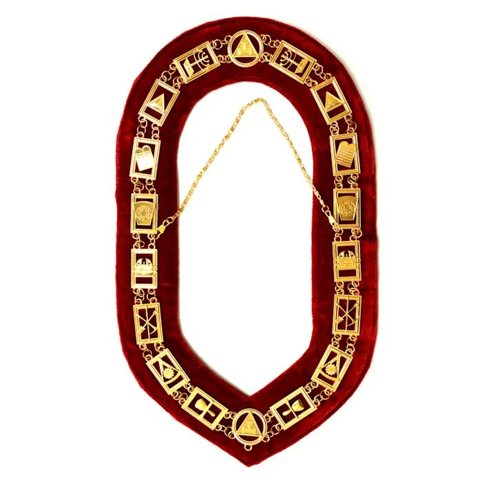 Royal Arch Chapter Chain Collar – Gold Plated on Red Velvet