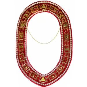 Royal Arch Chain Collar with Rhinestones - Gold Plated on Red Velvet