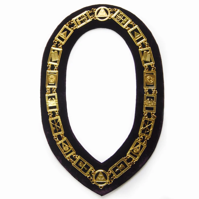 Royal Arch Masonic Chain Collar – Gold Plated on Purple Velvet