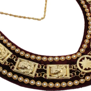 Daughters of Sphinx Chain Collar - Gold Plated on Maroon Velvet