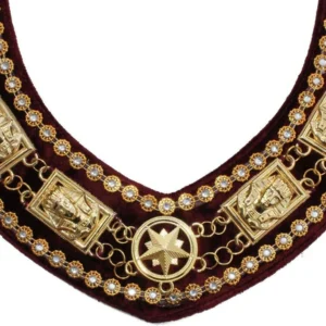 Daughters of Sphinx Chain Collar - Gold Plated on Maroon Velvet 5 Daughters of Sphinx Chain Collar - Gold Plated on Maroon Velvet