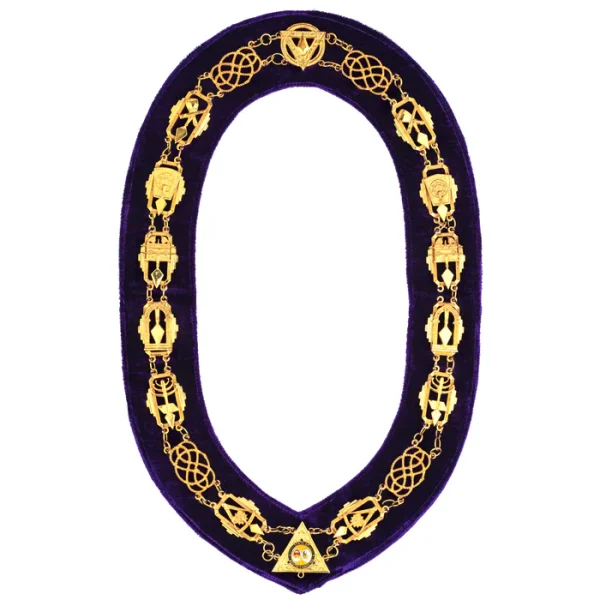 Royal & Select Masters English Regulation Chain Collar - Gold with Purple Lining