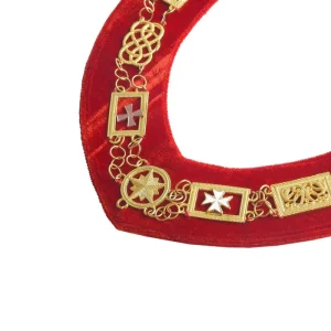 Order of Malta Chain Collar - Gold with Red Velvet Backing