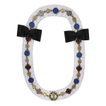 Red Cross of Constantine Chain Collar - Gold Plated Brass Jewels White Ribbon