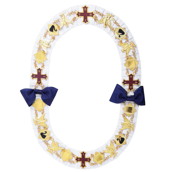 Red Cross of Constantine Chain Collar – White Ribbon Backing