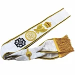 Red Cross of Constantine Grand Sash - White Moire Ribbon Gold