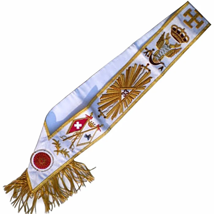 33rd Degree Scottish Rite Sash – White Moire with Golden Border