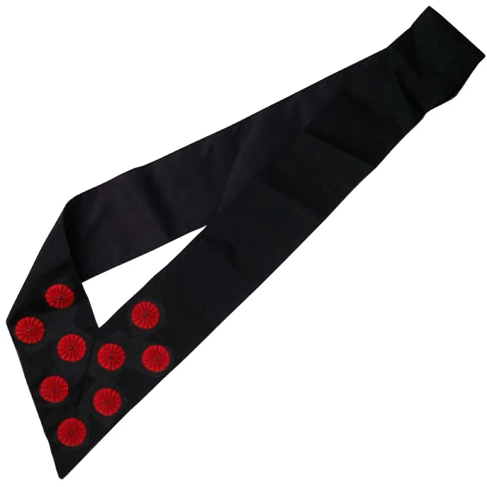 9th Degree Scottish Rite Sash – Black Moire with 9 Roses