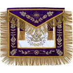 Past Master Blue Lodge Apron - Purple Velvet Hand Embroidered Gold