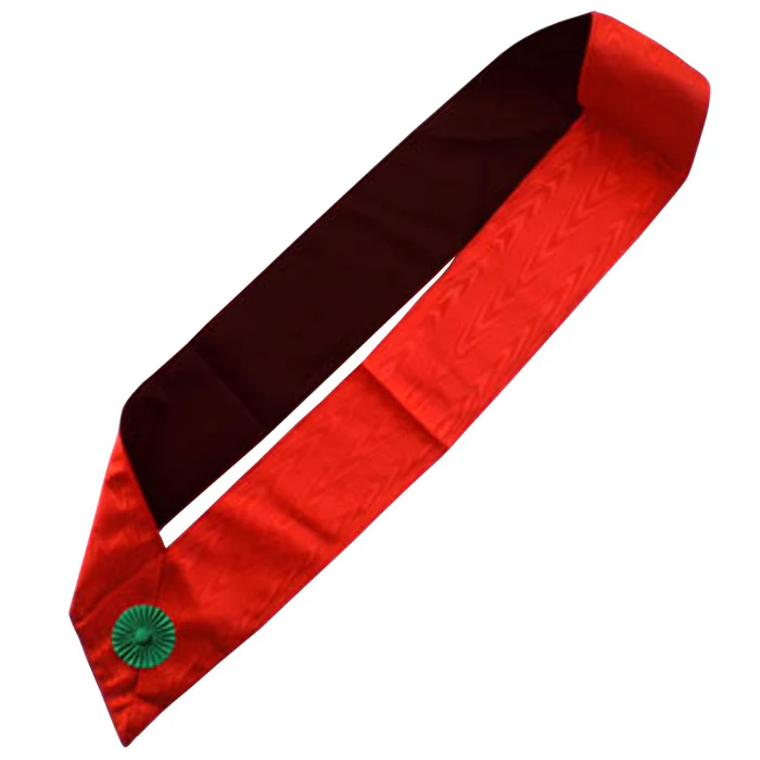 8th Degree Scottish Rite Sash – Red Moire with Green Rosette