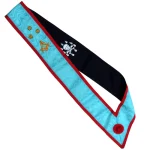 Scottish Rite Master Sash - Turquoise Moire Three Stars Red Trim