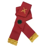 Knight Mason Sash - Maroon Watermark Ribbon Gold Fringe Rosette